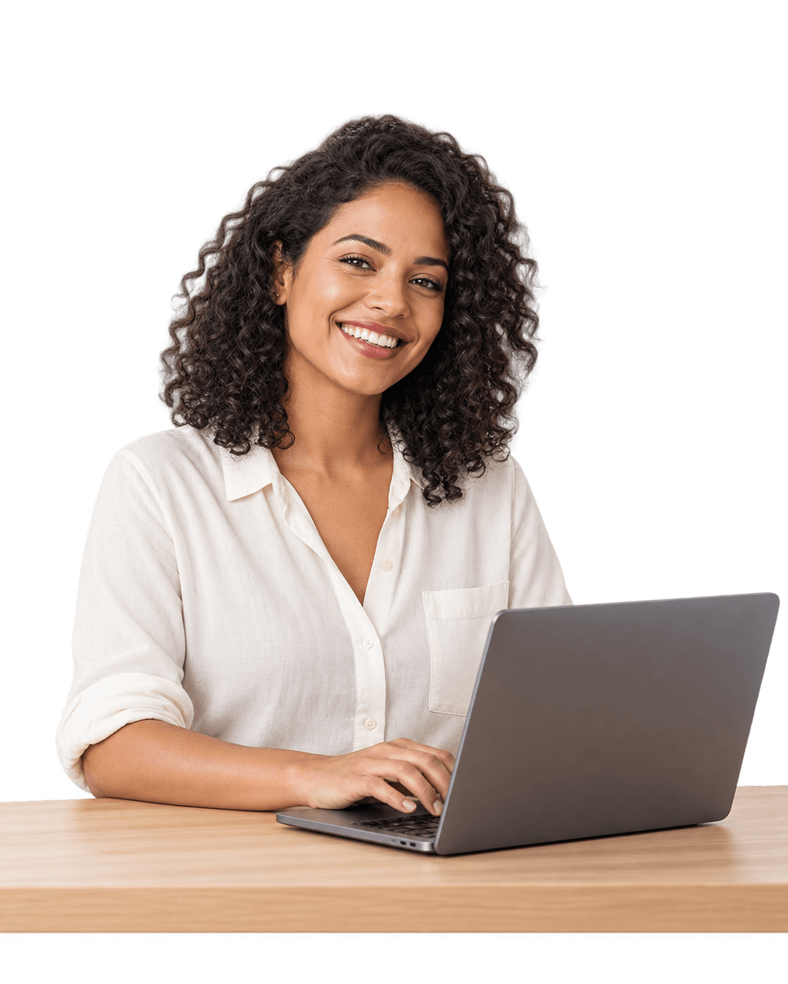 Ilustração de uma empreendedora trabalhando em seu site no notebook